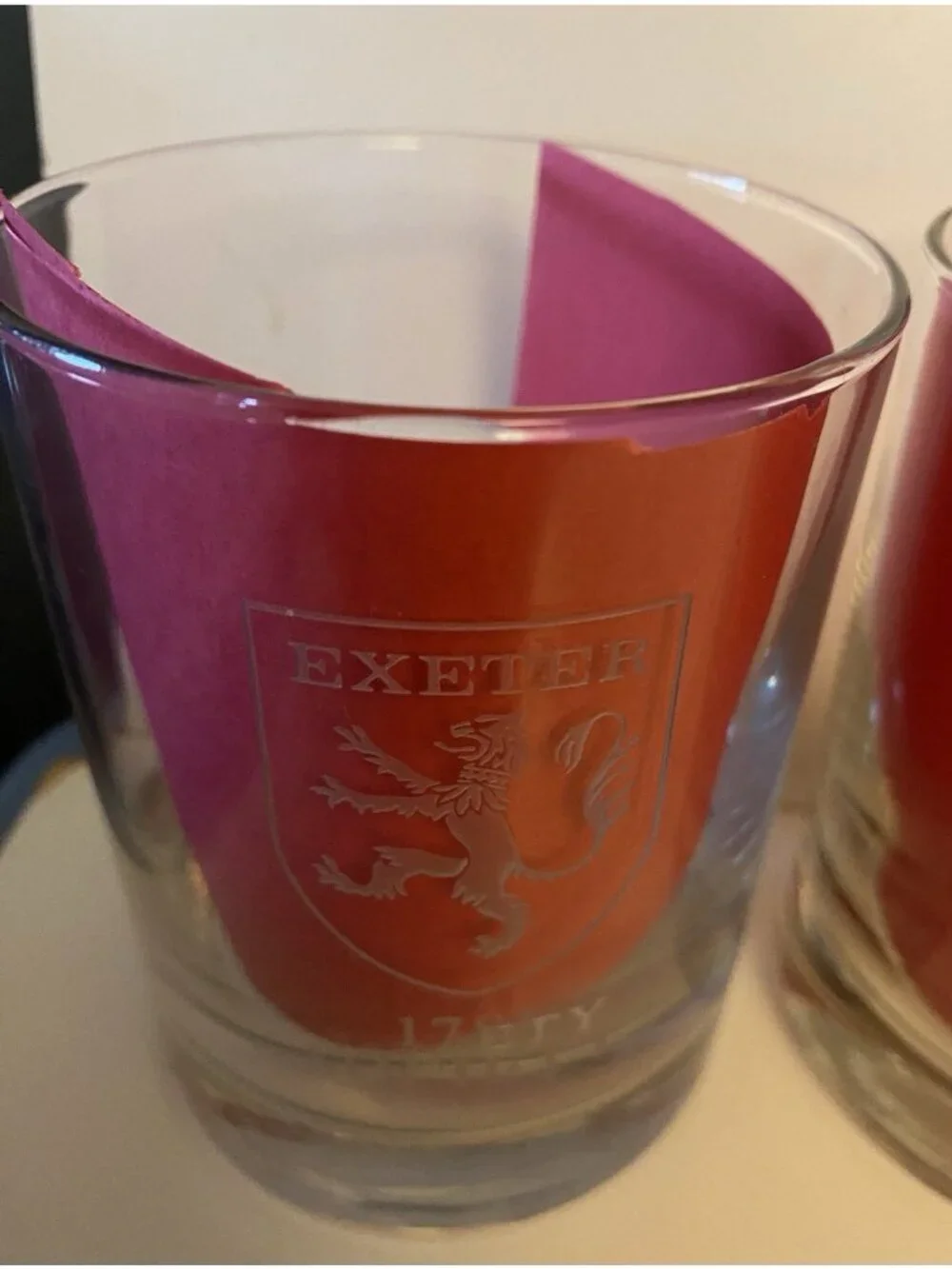Set of 4 Phillips Exeter Academy 1781 Society Etched Rocks Glasses Low Ball Bar